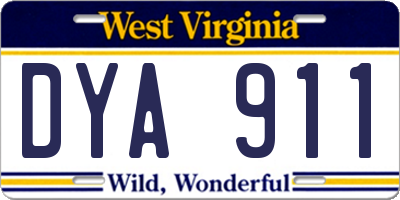 WV license plate DYA911