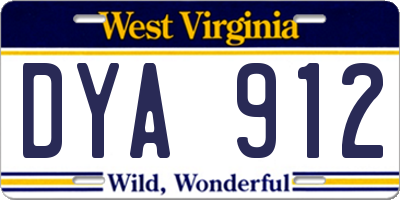 WV license plate DYA912