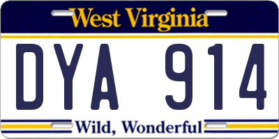 WV license plate DYA914