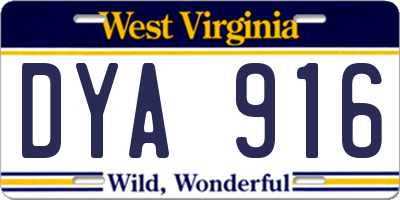 WV license plate DYA916