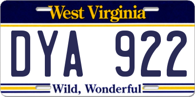 WV license plate DYA922