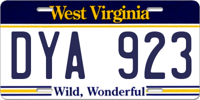 WV license plate DYA923