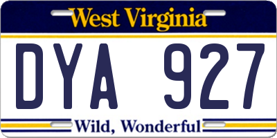 WV license plate DYA927