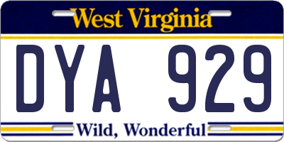 WV license plate DYA929