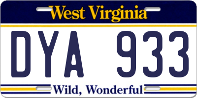 WV license plate DYA933