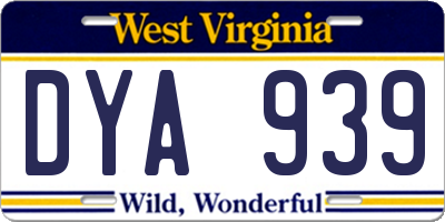 WV license plate DYA939