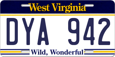WV license plate DYA942