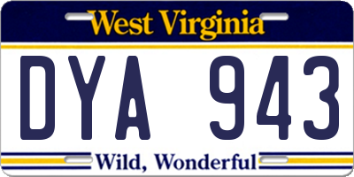 WV license plate DYA943