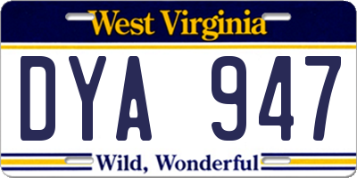WV license plate DYA947