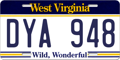 WV license plate DYA948