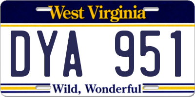 WV license plate DYA951