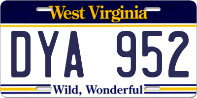 WV license plate DYA952