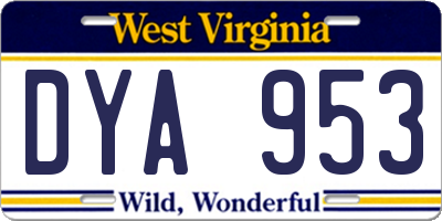 WV license plate DYA953