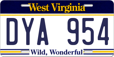 WV license plate DYA954