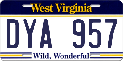 WV license plate DYA957