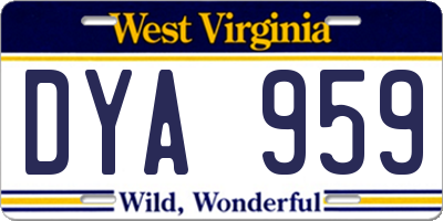 WV license plate DYA959