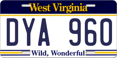 WV license plate DYA960