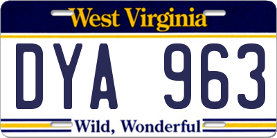 WV license plate DYA963