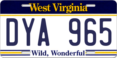 WV license plate DYA965