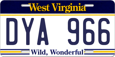 WV license plate DYA966