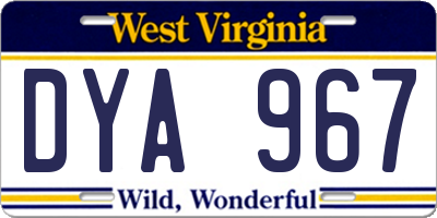 WV license plate DYA967