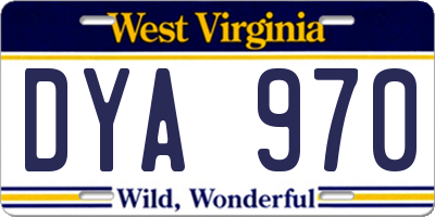 WV license plate DYA970