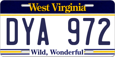 WV license plate DYA972