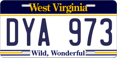 WV license plate DYA973