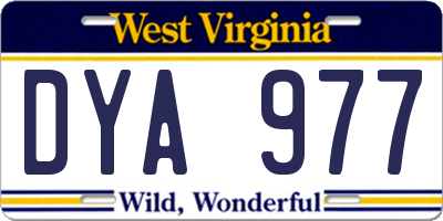 WV license plate DYA977