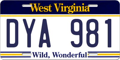 WV license plate DYA981