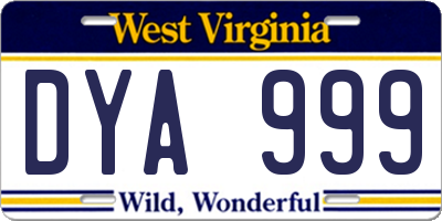 WV license plate DYA999