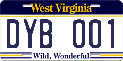 WV license plate DYB001