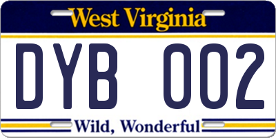 WV license plate DYB002