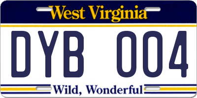 WV license plate DYB004