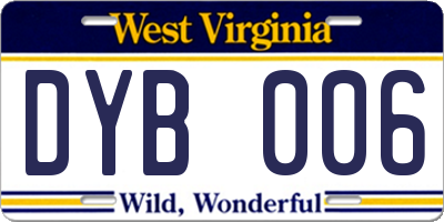 WV license plate DYB006