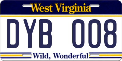 WV license plate DYB008