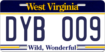 WV license plate DYB009