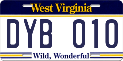 WV license plate DYB010
