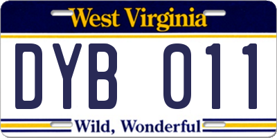 WV license plate DYB011