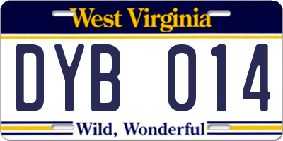 WV license plate DYB014