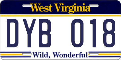 WV license plate DYB018