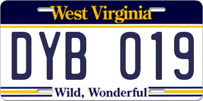 WV license plate DYB019