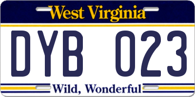 WV license plate DYB023