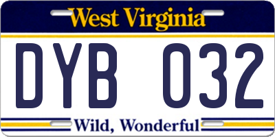 WV license plate DYB032