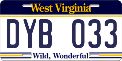 WV license plate DYB033