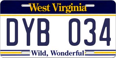 WV license plate DYB034