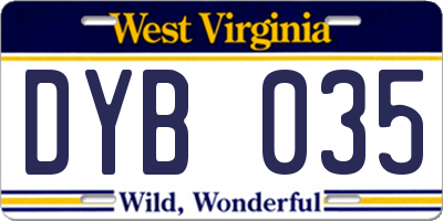 WV license plate DYB035