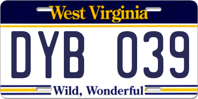 WV license plate DYB039