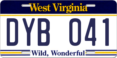 WV license plate DYB041