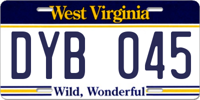 WV license plate DYB045